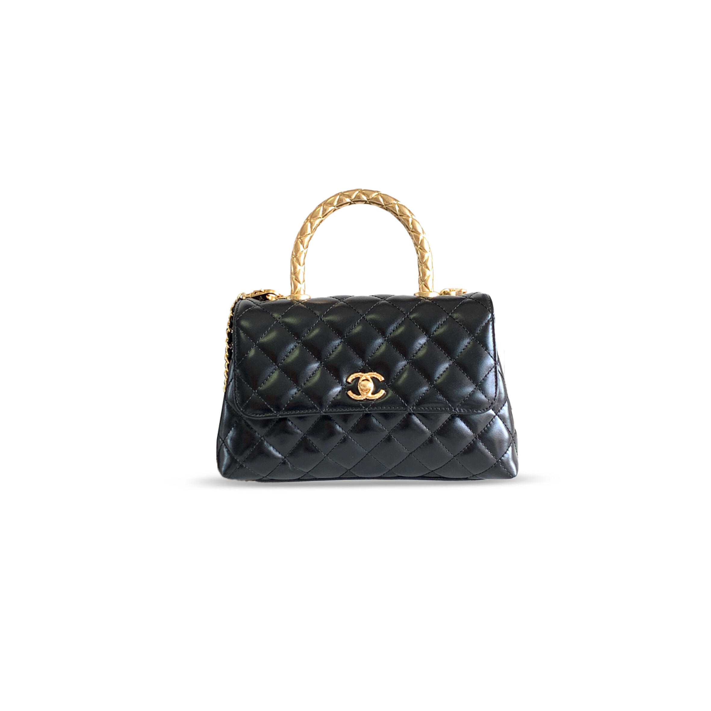 CHANEL MASTER 24A CALFSKIN QUILTED TOP HANDLE FLAP BAG 282657 (23*14*8cm)